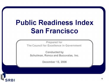 Public Readiness Index San Francisco