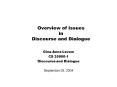 Overview of Issues in Discourse and Dialogue PowerPoint PPT Presentation
