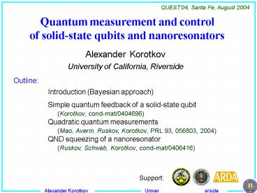 Quantum measurement and control of solidstate qubits and nanoresonators