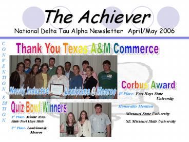 The Achiever National Delta Tau Alpha Newsletter AprilMay 2006