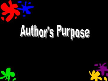 Author's Purpose
