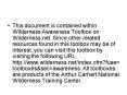 This document is contained within Wilderness Awareness Toolbox on Wilderness.net. Since other relate PowerPoint PPT Presentation