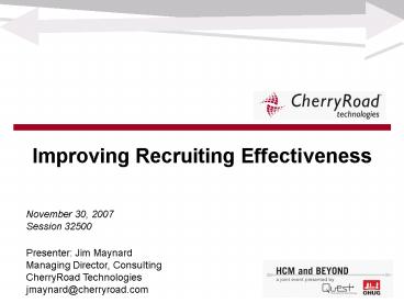 Improving Recruiting Effectiveness