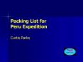 Packing List for Peru Expedition