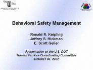 Behavioral Safety Management