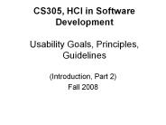 CS305, HCI in Software Development Usability Goals, Principles, Guidelines