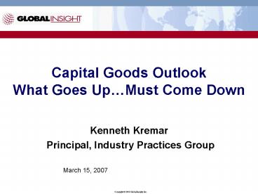 Capital Goods Outlook What Goes UpMust Come Down