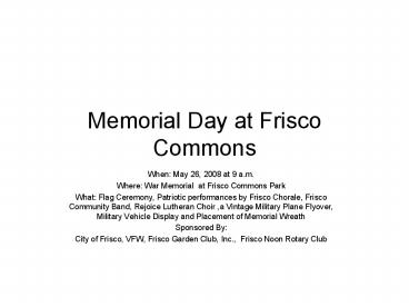 Memorial Day at Frisco Commons