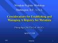 Considerations for Establishing and Managing A Registry for Metadata PowerPoint PPT Presentation