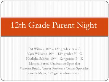 Pat Wilson, 10th 12th grades A G