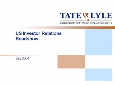 US Investor Relations Roadshow