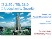 IS 2150 TEL 2810 Introduction to Security
