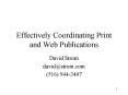Effectively Coordinating Print and Web Publications PowerPoint PPT Presentation