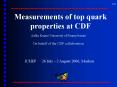 Measurements of top quark properties at CDF PowerPoint PPT Presentation