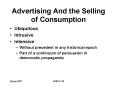 Advertising And the Selling of Consumption PowerPoint PPT Presentation