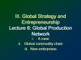 III. Global Strategy and Entrepreneurship Lecture 6: Global Production Network PowerPoint PPT Presentation