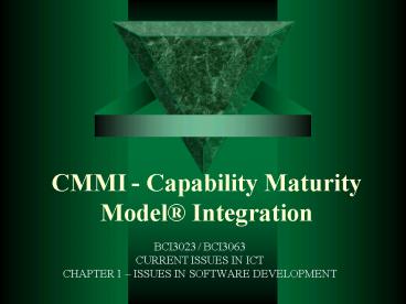 CMMI Capability Maturity Model Integration