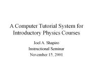A Computer Tutorial System for Introductory Physics Courses