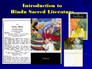 Introduction to Hindu Sacred Literature