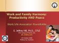 Work and Family Harmony: Productivity AND Peace WorkLife Association Roundtable E. Jeffrey Hill, Ph. PowerPoint PPT Presentation