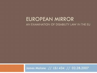 European mirror An examination of disability law in the EU