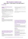 Title of poster in sentence case Author Name 11, Author Name 22 and Author Name 31 PowerPoint PPT Presentation