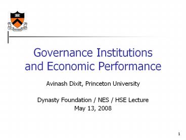 Governance Institutions and Economic Performance