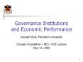 Governance Institutions and Economic Performance PowerPoint PPT Presentation