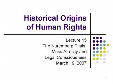 Historical Origins of Human Rights