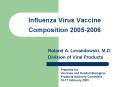 Influenza Virus Vaccine Composition 20052006 PowerPoint PPT Presentation