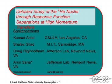 K. Aniol, California State University, Los Angeles 1