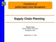 Supply Chain Planning