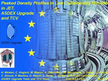 Peaked Density Profiles in Low Collisionality Hmodes in JET,