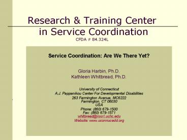 Service Coordination: Are We There Yet?