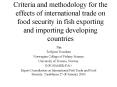 Criteria and methodology for the effects of international trade on food security in fish exporting a PowerPoint PPT Presentation