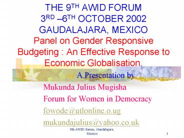 THE 9TH AWID FORUM 3RD 