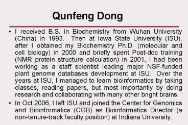 PPT – Qunfeng Dong PowerPoint presentation | free to view - id: 39b3d-MDQ2Y