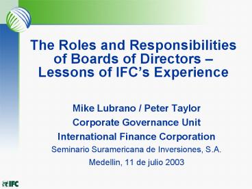 The Roles and Responsibilities of Boards of Directors 