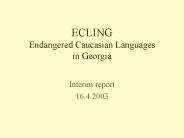 ECLING Endangered Caucasian Languages in Georgia