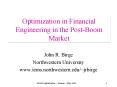 Optimization in Financial Engineering in the PostBoom Market PowerPoint PPT Presentation