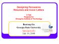 Designing Persuasive Resumes and Cover Letters A Talk Prepared for Changshu Institute of Technology PowerPoint PPT Presentation