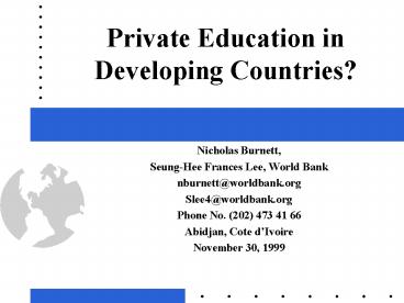 Private Education in Developing Countries