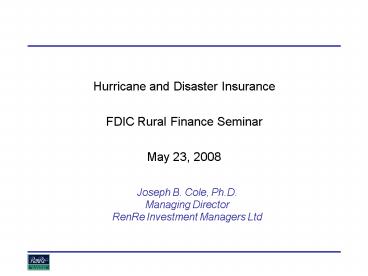 Hurricane and Disaster Insurance