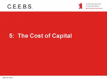 5: The Cost of Capital