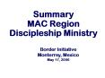 Summary MAC Region Discipleship Ministry PowerPoint PPT Presentation