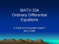 MATH 334 Ordinary Differential Equations PowerPoint PPT Presentation