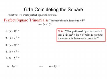 6.1a Completing the Square