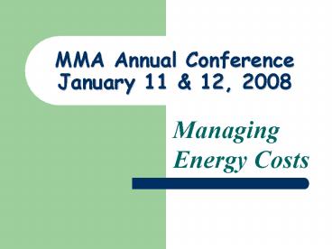 Managing Energy Costs