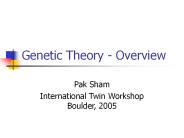 Genetic Theory - Overview