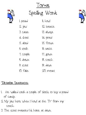 Tomas Spelling Words